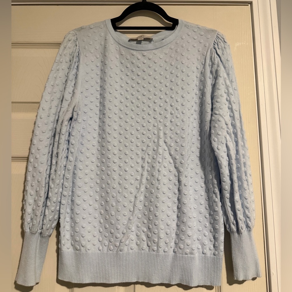 LOFT Light Blue Textured Crew Neck Sweater